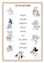 English Worksheet: Halloween costumes matching