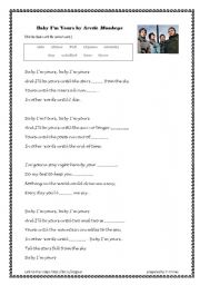 English Worksheet: Baby Im Yours Song Exercise