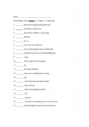 English Worksheet: subject predicate