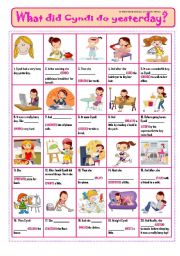 English Worksheet: WHAT DID CYNDI DO YESTERDAY? - PiCtUrE sToRy!