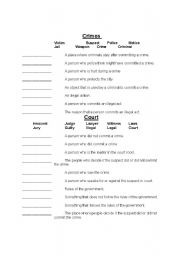 English Worksheet: Crime and Court vocabulary