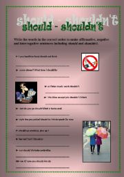 English Worksheet: Should - Shouldnt ( I )