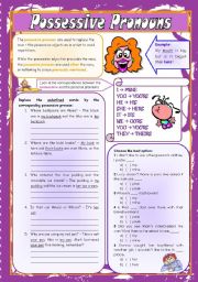 English Worksheet: Possessive pronouns  *editable