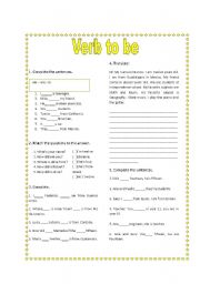 English Worksheet: Verb to be