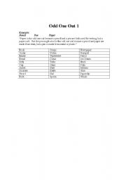 English Worksheet: Odd One Out 1