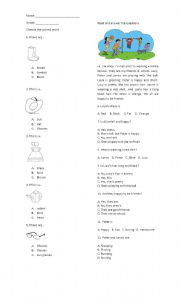 English Worksheet: Test about verb To Be, Clothes and Colors