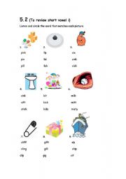 English worksheet: review short vowel i