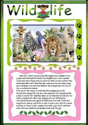 English Worksheet: Wild life