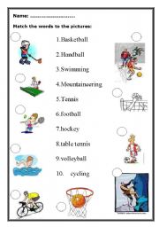 English worksheet: sports