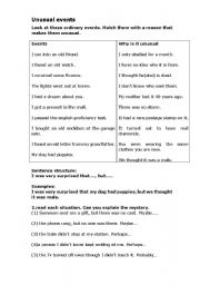 English worksheet: unusual events