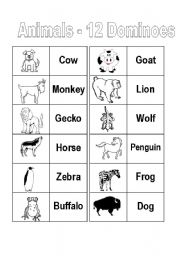 4 different dominoes - animals, in the house, clothes and body - ESL  worksheet by celine1