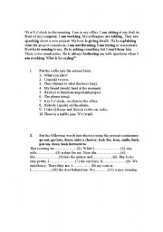 English worksheet: present continuous