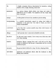 English worksheet: medicine