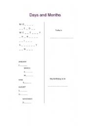 English worksheet: Words puzzles (days and months)