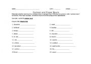 English worksheet: Common and Proper nouns