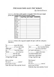 English Worksheet: Song: The Man Who Sold the World by David Bowie