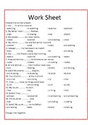 English Worksheet: Present simple and present continuous