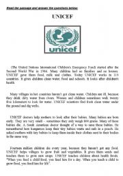 English Worksheet: UNICEF