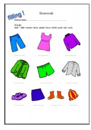 English Worksheet: my clothes