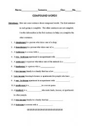 English Worksheet: Compound Words