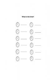 English worksheet: What is the time?