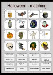 English Worksheet: HALLOWEEN MATCHING