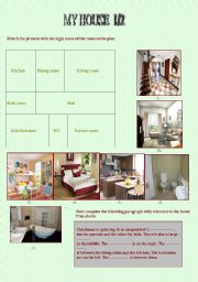 English worksheet: My house 1/2