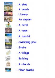 English worksheet: PLaces in the town (matching)
