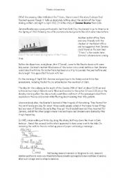 English Worksheet: Reading a true story in the Titanic