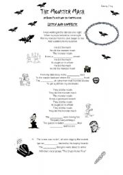 English Worksheet: The Monster Mash