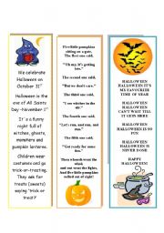 English Worksheet: Halloween bookmarks 2
