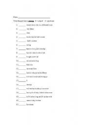 English worksheet: Subject Predicate