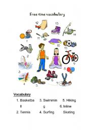 English worksheet: free time vocabulary