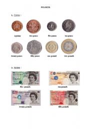 The pound. Coins and notes