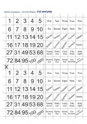 English Worksheet: Numbers memory game