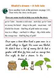 English Worksheet: Khalids dream - writing a story in past tense