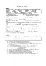 English Worksheet: miss- in- prexises exercise