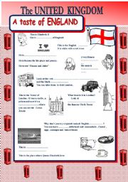 English Worksheet: THE UNITED KINGDOM ( part 1 )- a taste of England