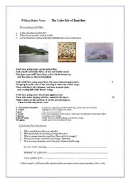 English Worksheet: The Lake Isle of Innisfree