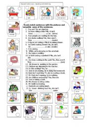English Worksheet: Present Continuous - Reading and Matching
