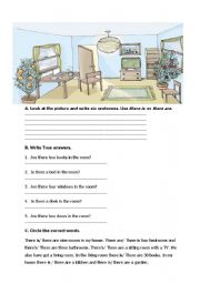 English Worksheet: there is/there are