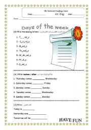 days of the week