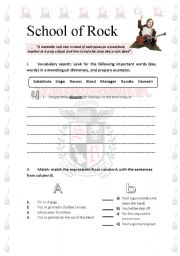 English Worksheet: School of Rock Activities