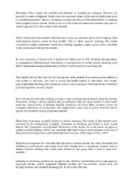 English Worksheet: Passive Smoking at work