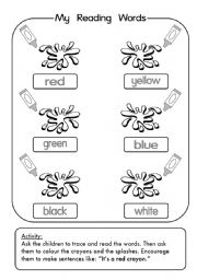 English Worksheet: Reading Colours