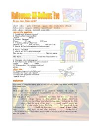 English Worksheet: Halloween cloze