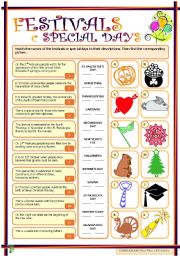 English Worksheet: Festivals & special days