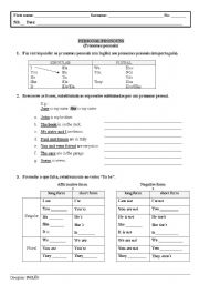 English Worksheet: Verb To be