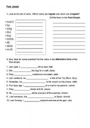 English Worksheet: Past Simple