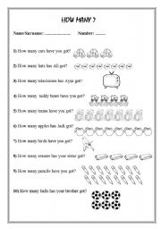 English Worksheet: How many?